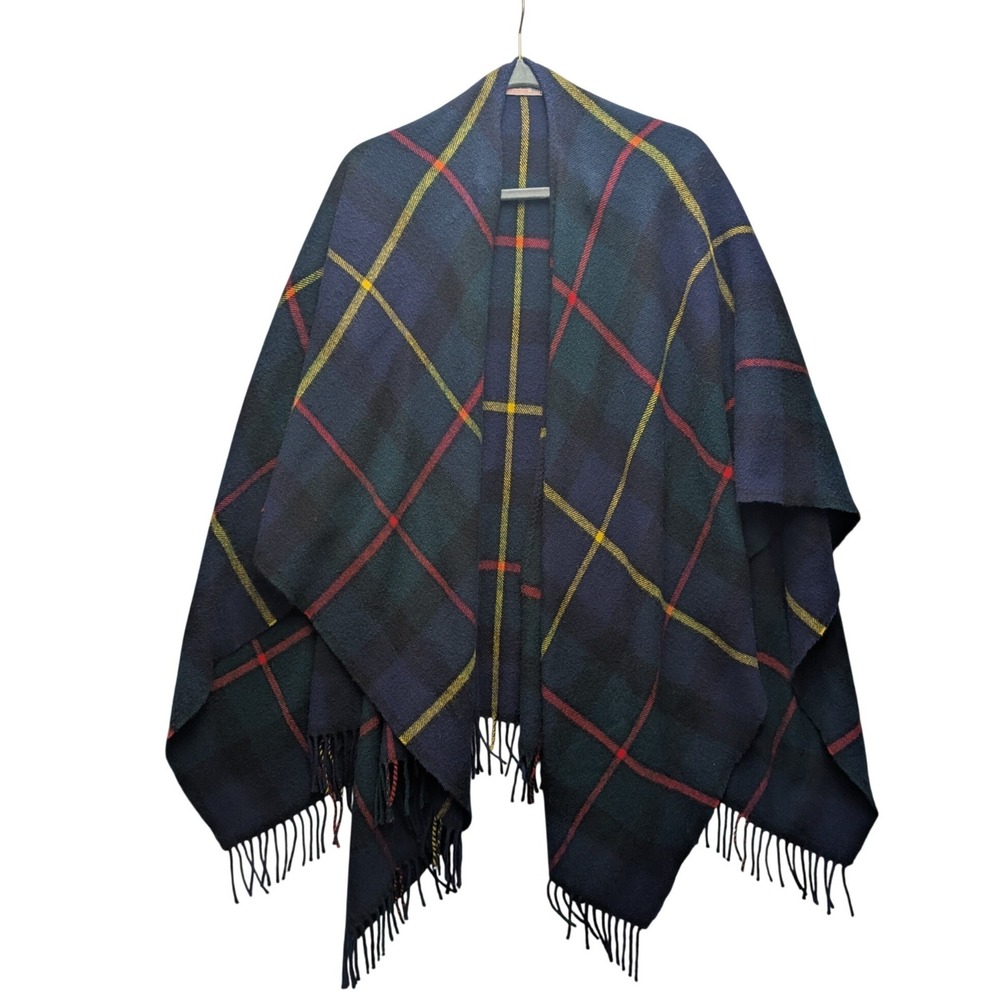 Highland Home Industries Cape Womens OS Blue Tartan Lambswool Scotland Wrap